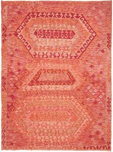 Tappeto Kilim Afghanistan Geometrico Rosso Arancio 182x240 Cm