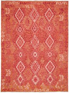Tappeto Kilim Afghanistan Geometrico Rosso Arancione 186x247 Cm
