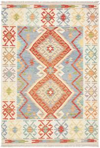 Tappeto Kilim Afghanistan Geometrico Blu Crema 151x216 Cm
