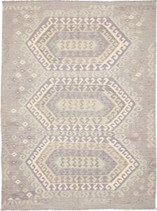 Tappeto Kilim Afghanistan Geometrico Lilla Grigio Chiaro 177x241 Cm