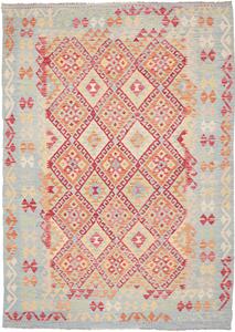 Tappeto Kilim Afghanistan Geometrico Celeste Rosso 177x246 Cm