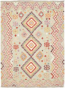 Tappeto Kilim Afghanistan Geometrico Verde Acqua Multicolore 144x199 Cm