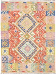 Tappeto Kilim Afghanistan Geometrico Multicolore Arancio 152x200 Cm