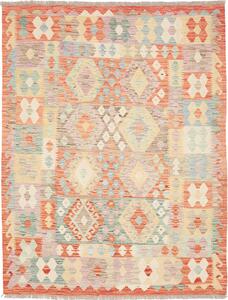 Tappeto Kilim Afghanistan Geometrico Terracotta Beige 150x193 Cm