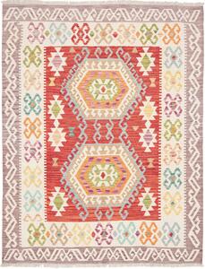 Tappeto Kilim Afghanistan Astratto Rosso Crema 150x150 Cm