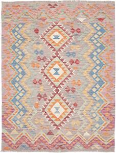Tappeto Kilim Afghanistan Geometrico Grigio Multicolore Pastello 148x199 Cm