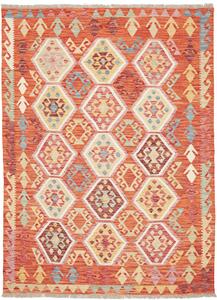 Tappeto Kilim Afghanistan Geometrico Arancio Crema 149x200 Cm