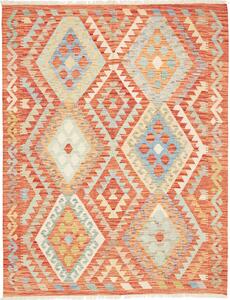 Tappeto Kilim Afghanistan Astratto Terracotta Azzurro 150x192 Cm