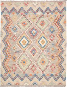 Tappeto Kilim Afghanistan Astratto Multicolore Geometrico Luminoso 152x195 Cm
