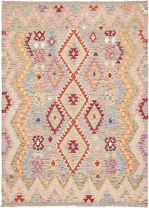 Tappeto Kilim Afghanistan Geometrico Grigio Multicolore 151x206 Cm