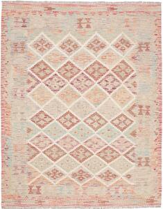 Tappeto Kilim Afghanistan Geometrico Beige Rosa 152x191 Cm