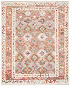 Tappeto Kilim Afghanistan Geometrico Arancio Turchese 154x188 Cm