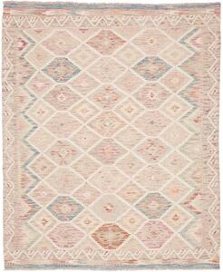 Tappeto Kilim Afghanistan Astratto Beige Rosa 153x188 Cm
