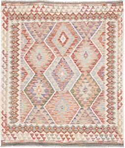 Tappeto Kilim Afghanistan Astratto Beige Azzurro 161x188 Cm