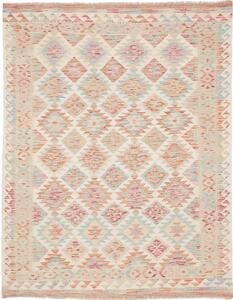 Tappeto Kilim Afghanistan Geometrico Crema Arancio 153x192 Cm