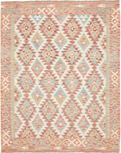 Tappeto Kilim Afghanistan Geometrico Terracotta Azzurro 155x195 Cm