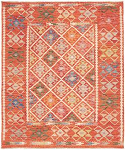Tappeto Kilim Afghanistan Geometrico Arancione Policromo 161x191 Cm