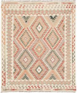 Tappeto Kilim Afghanistan Geometrico Crema Arancio 159x188 Cm