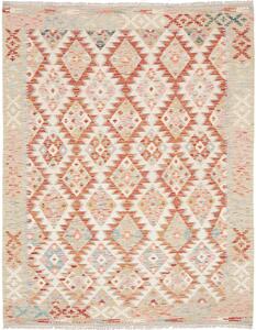 Tappeto Kilim Afghanistan Geometrico Crema Terracotta 155x200 Cm