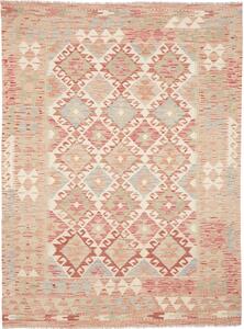 Tappeto Kilim Afghanistan Astratto Beige Rosso 153x205 Cm