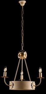 Lampadario Rustico 3 Luci Ferro Avorio E Oro Decorazioni Oro Serie Kansas