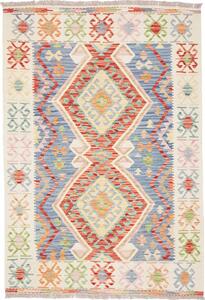 Tappeto Kilim Afghanistan Astratto Blu Rosso 124x180 Cm