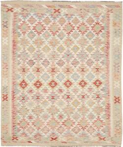 Tappeto Kilim Afghanistan Astratto Crema Multicolore Pastello 163x194 Cm