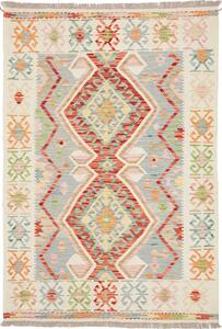 Tappeto Kilim Afghanistan Geometrico Celeste Arancio 122x175 Cm
