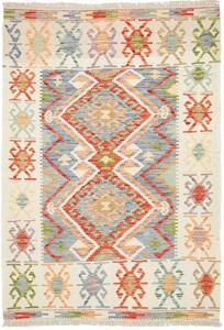 Tappeto Kilim Afghanistan Astratto Azzurro Arancione 126x180 Cm
