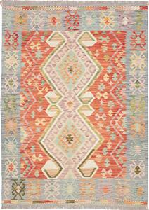 Tappeto Kilim Afghanistan Geometrico Arancio Azzurro Pastello 123x170 Cm