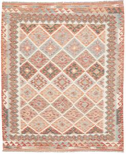 Tappeto Kilim Afghanistan Geometrico Terracotta Azzurro 157x190 Cm
