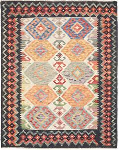 Tappeto Kilim Afghanistan Geometrico Multicolore Nero 164x186 Cm