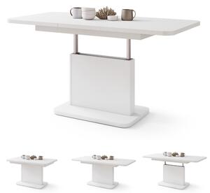 ASTON MINI-Z Bianco Opaco - MODERNO TAVOLINO DA SALOTTO TRASFORMABILE ALLUNGABILE SOLLEVABILE