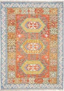 Tappeto Kilim Afghanistan Geometrico Arancio Azzurro 125x173 Cm