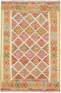 Tappeto Kilim Afghanistan Geometrico Multicolore Giallo 129x191 Cm