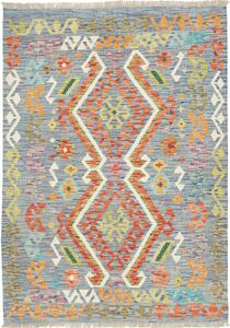 Tappeto Kilim Afghanistan Geometrico Azzurro Multicolore 125x175 Cm