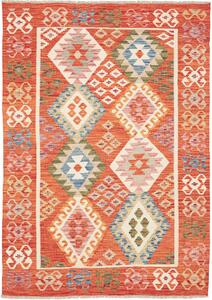 Tappeto Kilim Afghanistan Astratto Arancione Multicolore Crema 128x179 Cm