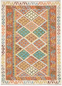 Tappeto Kilim Afghanistan Geometrico Multicolore Turchese 126x172 Cm