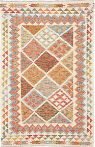 Tappeto Kilim Afghanistan Astratto Avorio Multicolore 117x179 Cm