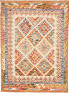 Tappeto Kilim Afghanistan Astratto Crema Arancione 130x170 Cm