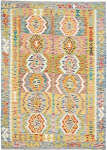 Tappeto Kilim Afghanistan Geometrico Multicolore Brillante 129x182 Cm