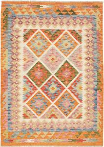 Tappeto Kilim Afghanistan Geometrico Arancio Blu 127x175 Cm