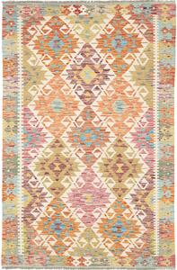Tappeto Kilim Afghanistan Geometrico Crema Arancio 123x186 Cm