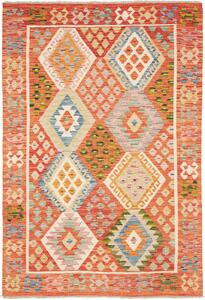 Tappeto Kilim Afghanistan Astratto Terracotta Blu 126x185 Cm