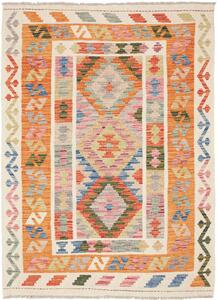Tappeto Kilim Afghanistan Geometrico Arancione Multicolore 120x165 Cm