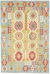 Tappeto Kilim Afghanistan Geometrico Giallo Azzurro 121x177 Cm