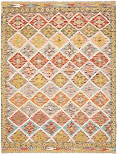 Tappeto Kilim Afghanistan Astratto Multicolore Vivace 152x201 Cm