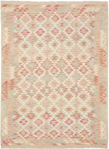 Tappeto Kilim Afghanistan Geometrico Crema Rosso 151x209 Cm