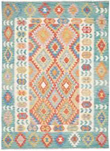 Tappeto Kilim Afghanistan Geometrico Acqua Multicolore 173x235 Cm