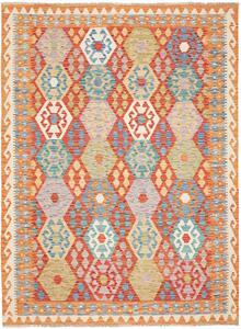 Tappeto Kilim Afghanistan Astratto Arancione Multicolore 174x234 Cm